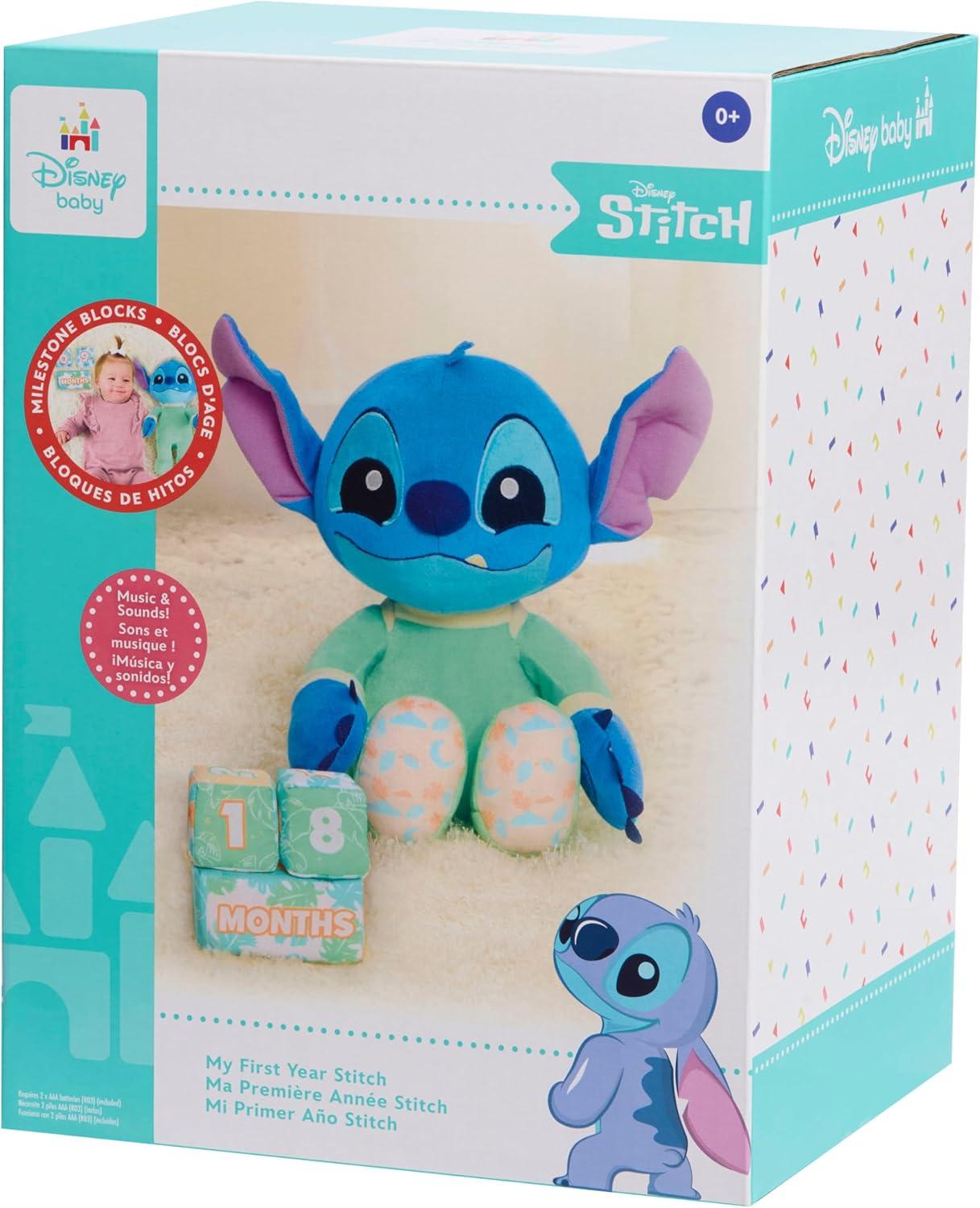 imageJust Play Disney Baby My First Year Stitch and Milestone Blocks 105inch Plush Toy 4Pieces Kids Toys for Ages 0