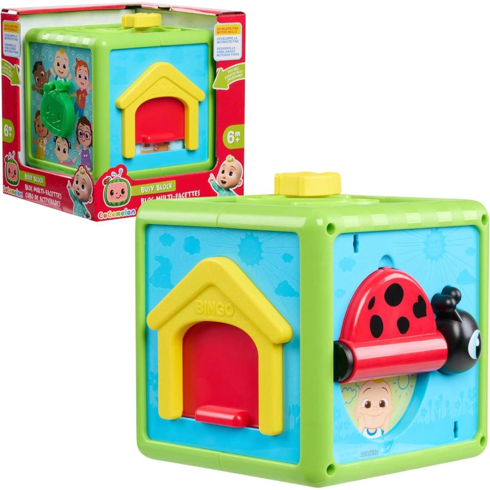 imageJust Play CoComelon 6inch Busy Block Educational and Early Learning Activity Cube Kids Toys for Ages 06 Month