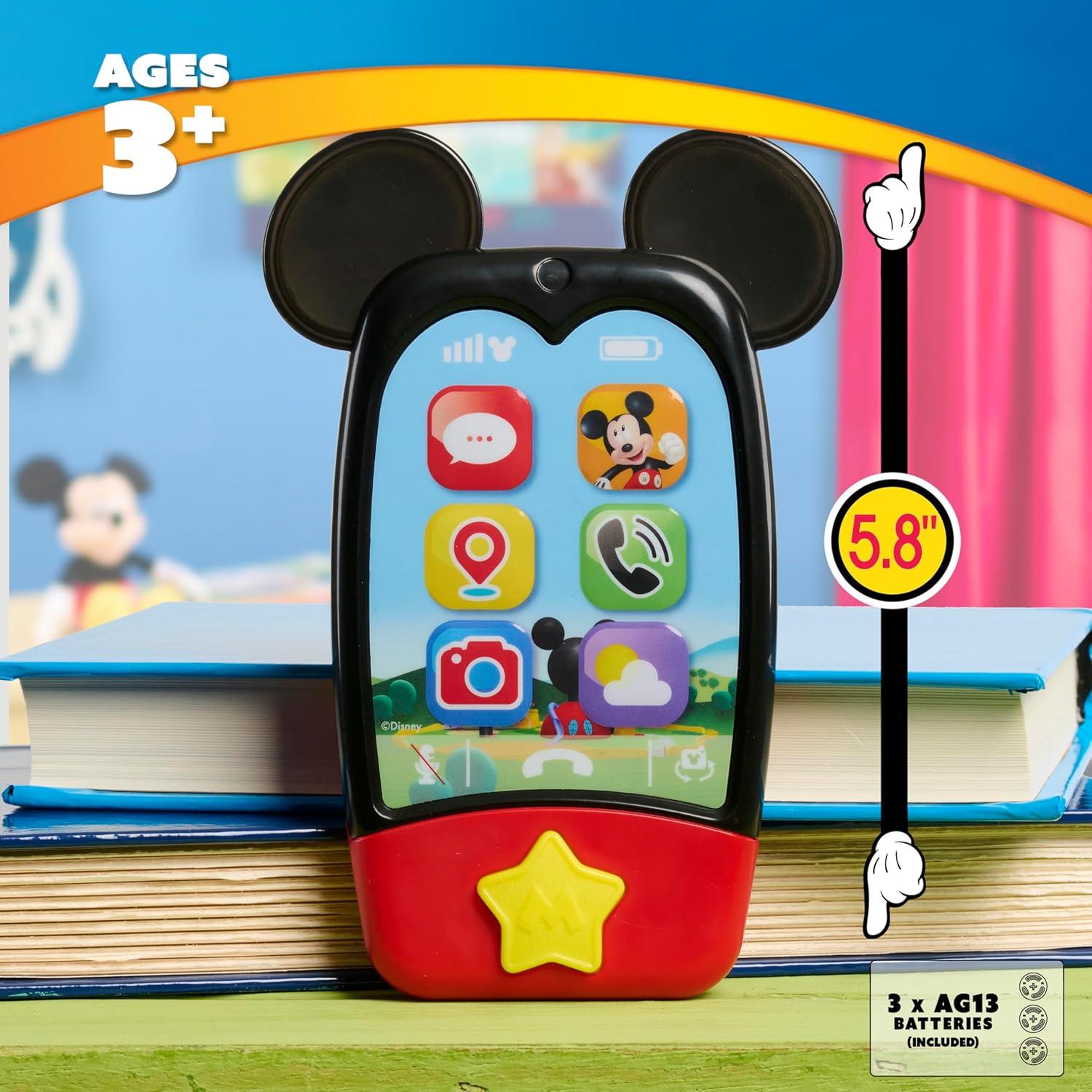 imageDisney Jr Mickey Mouse Clubhouse 6inch Mobile Phone with Lights and Sounds Pretend Play Touchscreen Cell Phone for Kids Travel Toy for Fans Boys Kids Ages 3 and Up by Just Play