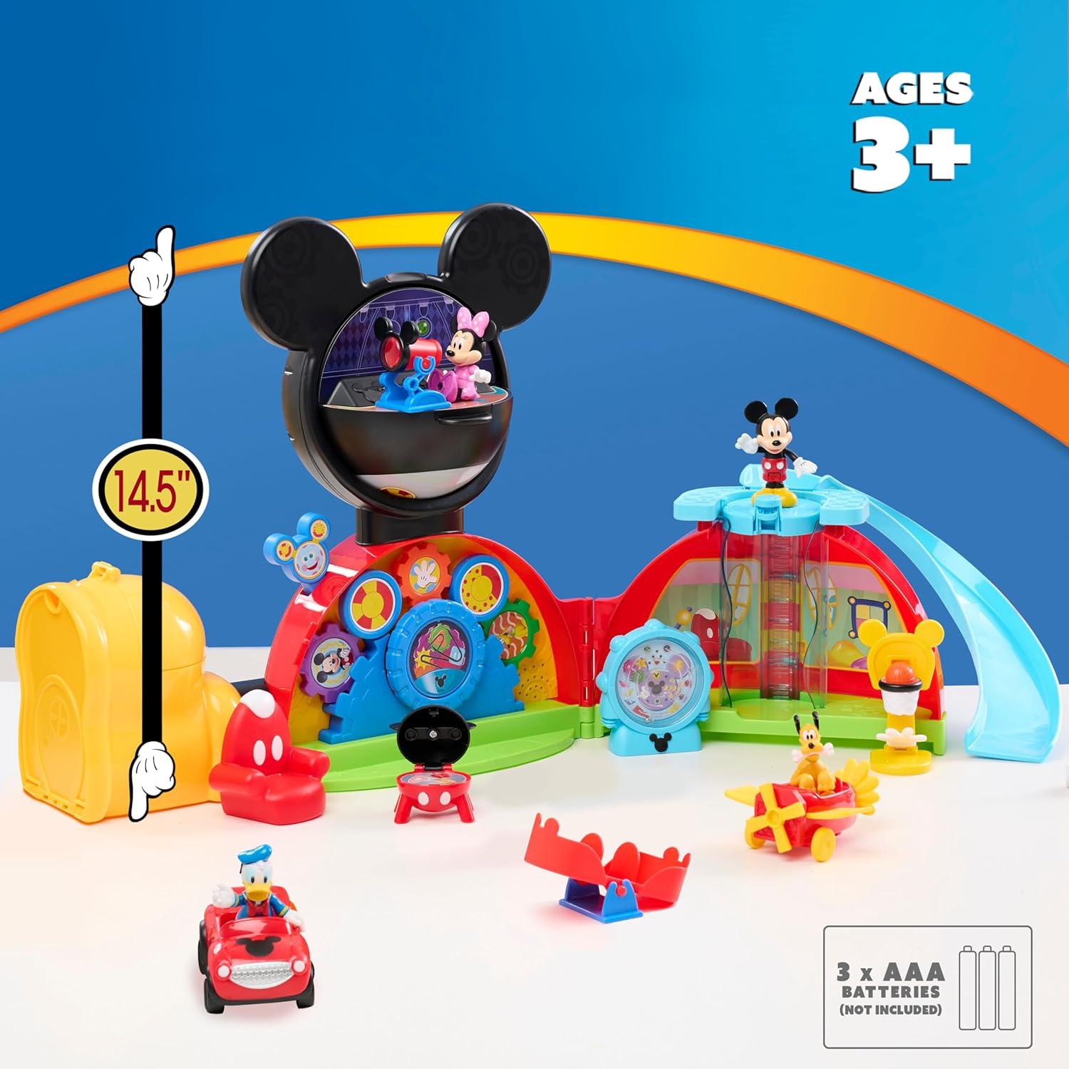 imageDisney Jr Mickey Mouse Clubhouse Deluxe 28inch Playset with Lights and Sounds 16Pieces 3inch Articulated Figurines Toy for Fans Boys Kids Ages 3 and Up by Just Play