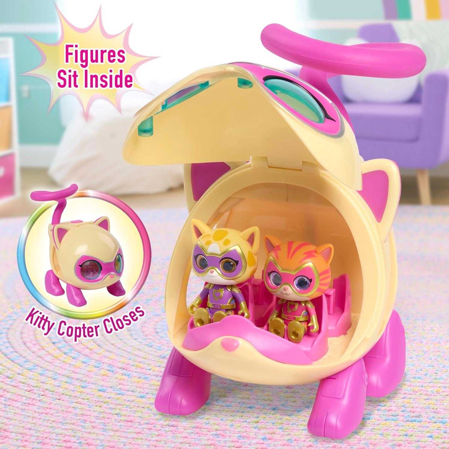 imageDisney Junior SuperKitties SuperKitty Copter with Lights and Sounds 3 Pieces Poseable Figures Kids Toys for Ages 3 Up by Just Play