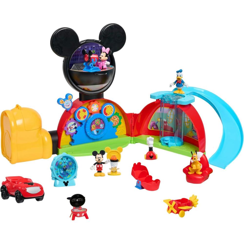 imageDisney Jr Mickey Mouse Clubhouse Deluxe 28inch Playset with Lights and Sounds 16Pieces 3inch Articulated Figurines Toy for Fans Boys Kids Ages 3 and Up by Just Play