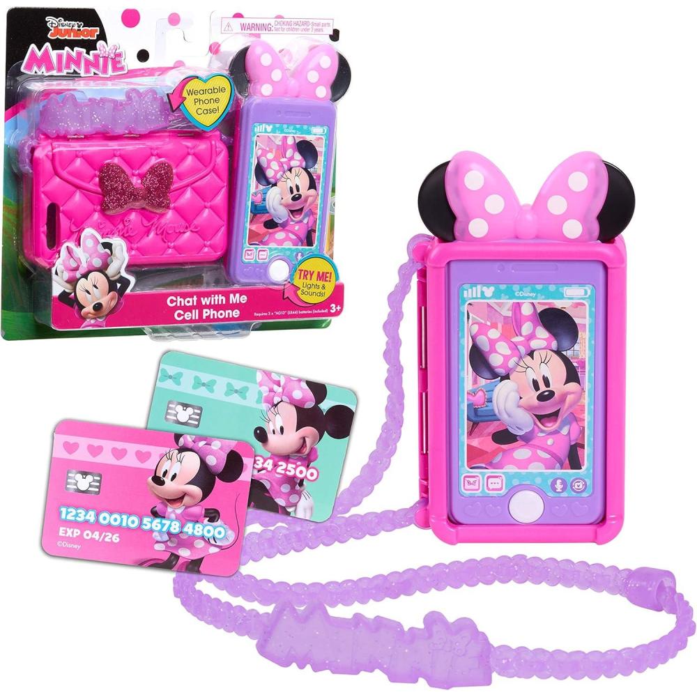 imageDisney Junior Minnie Mouse Chat with Me Pretend Play Cell Phone Set Lights and Sounds Kids Toys for Ages 3 Up by Just Play