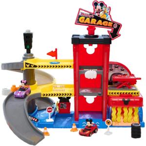 Disney Junior Mickey Mouse Ready to Race Toy Car Garage, Lights and Sounds, 19-Piece Vehicle Playset, Officially Licensed, Kids Toys for Ages 3 Up by Just Play(Mickey Garage)