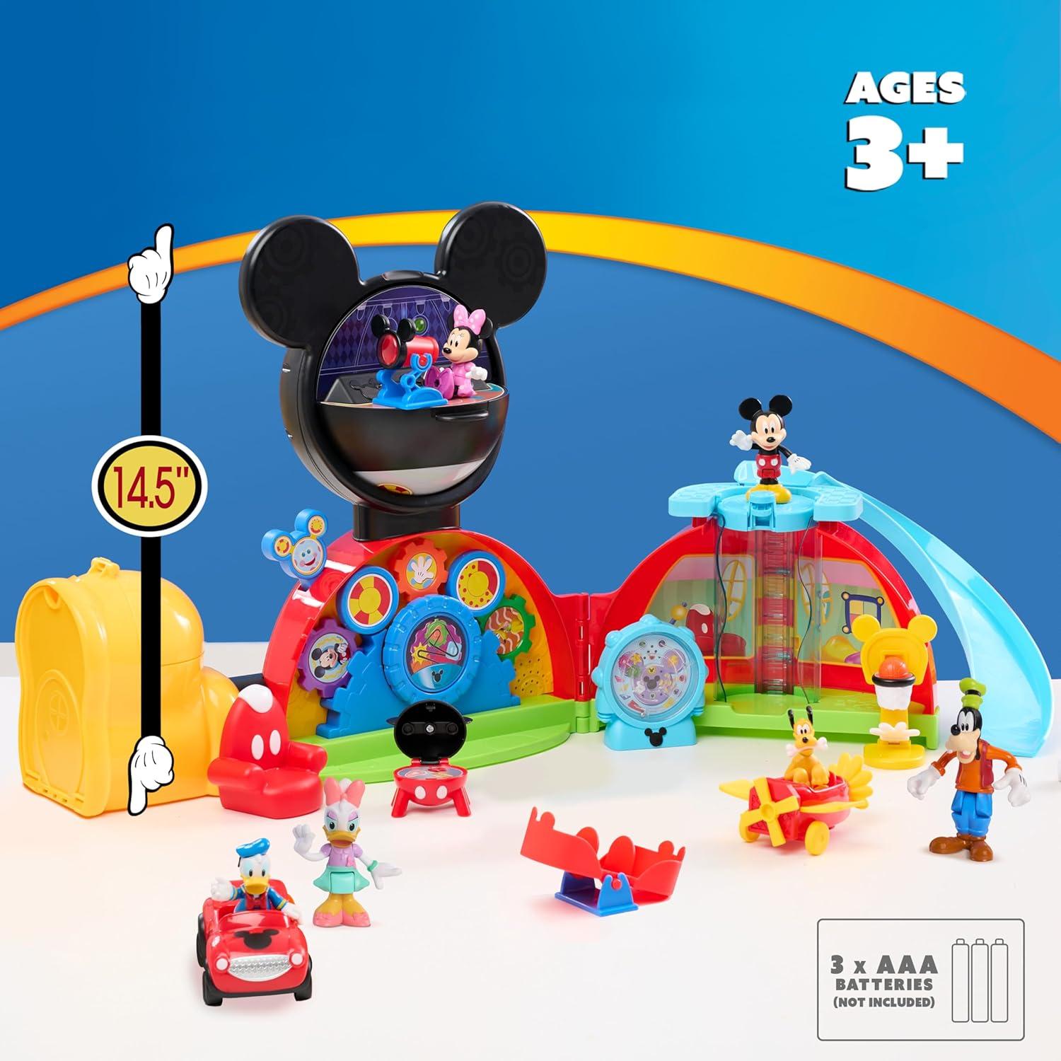 imageDisney Jr Mickey Mouse Clubhouse Deluxe 28inch Playset with 2 Exclusive Bonus Figures and Lights ampamp Sounds 18Pieces 3inch Articulated Figurine Toys Ages 3 and Up by Just Play