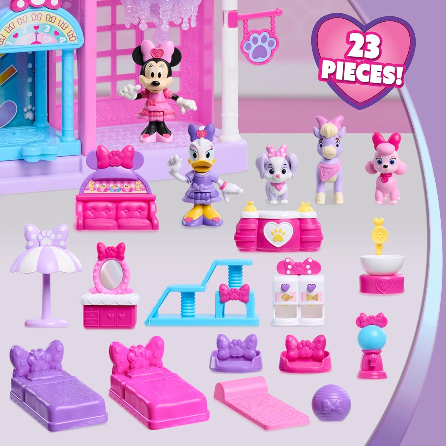 imageDisney Jr Minnie Mouse Pet Hotel Playset 23Piece Hotel Set 20 Inch Tall Playset Ages 3 and Up