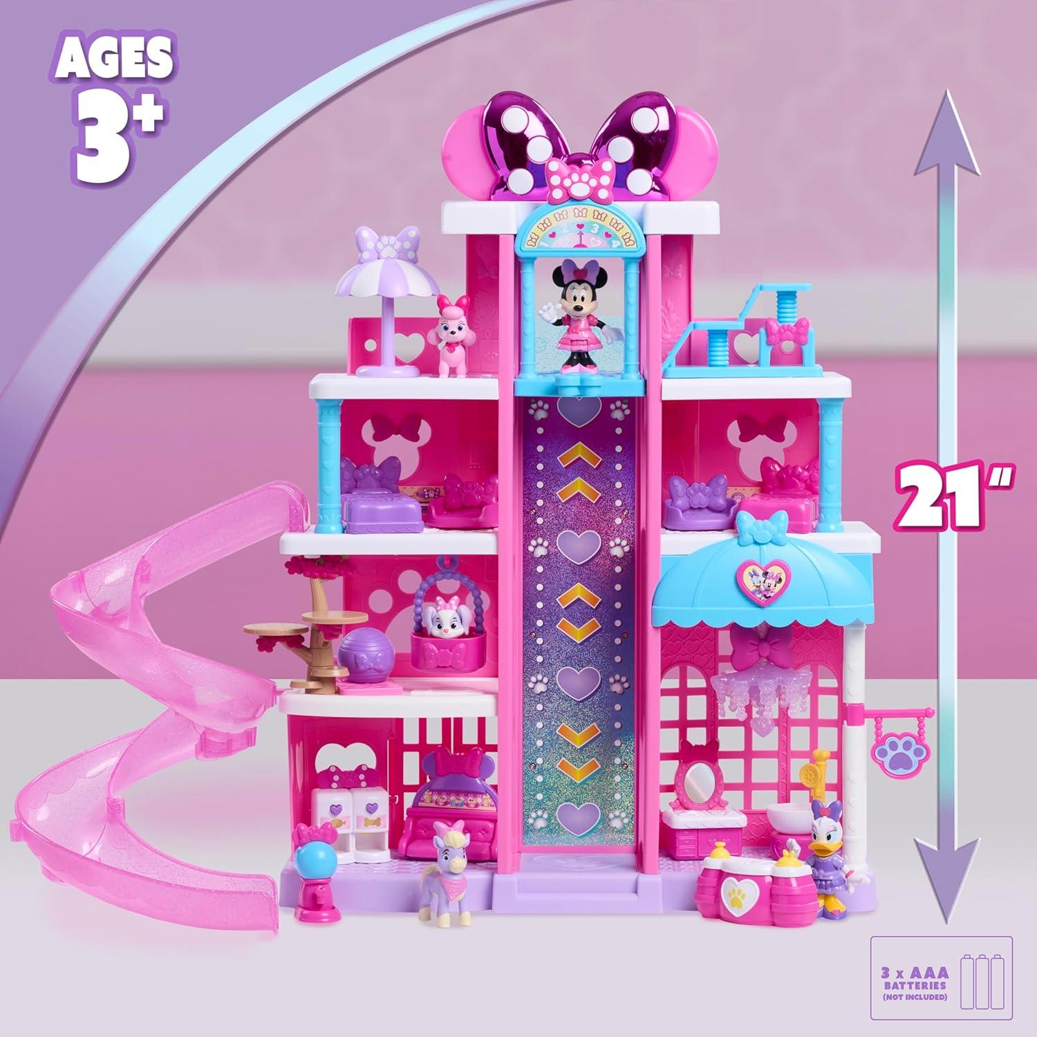 imageDisney Jr Minnie Mouse Pet Hotel Playset 23Piece Hotel Set 20 Inch Tall Playset Ages 3 and Up