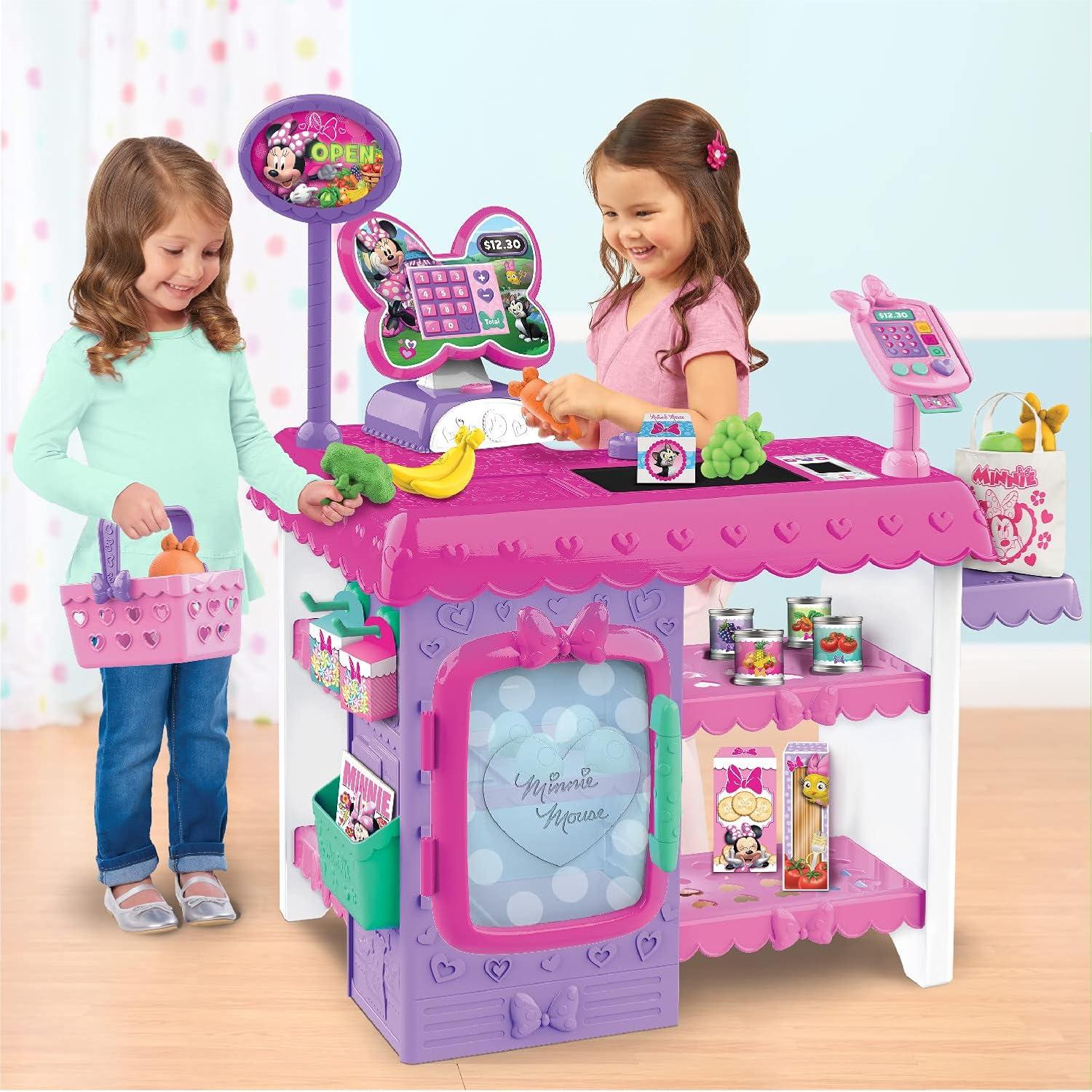 imageDisney Junior Minnie Mouse Marvelous Market Pretend Play Cash Register with Realistic Sounds 38 Play Food Pieces and Accessories Kids Toys for Ages 3 Up by Just Play