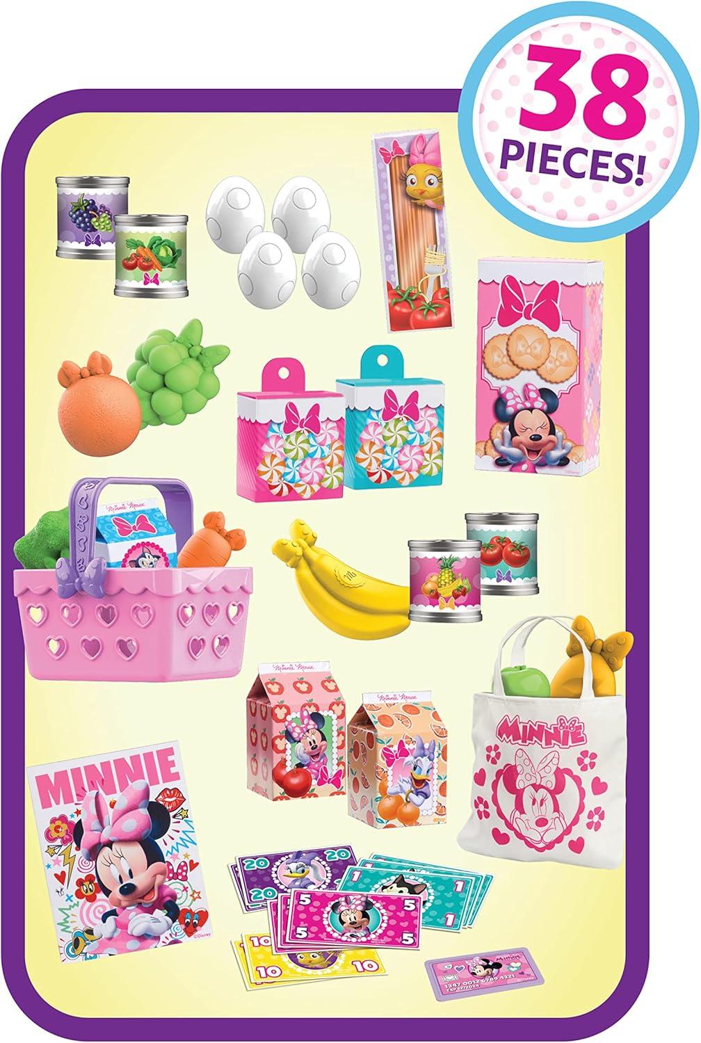 imageDisney Junior Minnie Mouse Marvelous Market Pretend Play Cash Register with Realistic Sounds 38 Play Food Pieces and Accessories Kids Toys for Ages 3 Up by Just Play