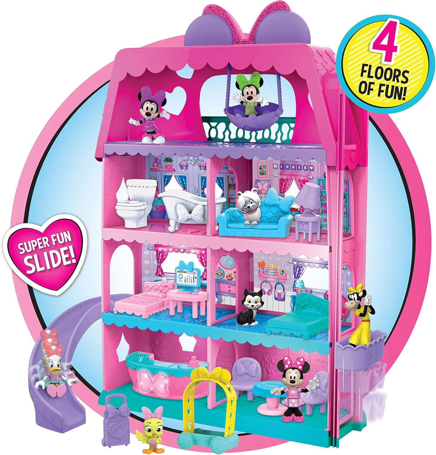 imageMinnie Mouse BowTel Hotel 20piece Figure and Playset 2Sided Play with Lights Sounds and Elevator Officially Licensed Kids Toys for Ages 3 Up by Just Play