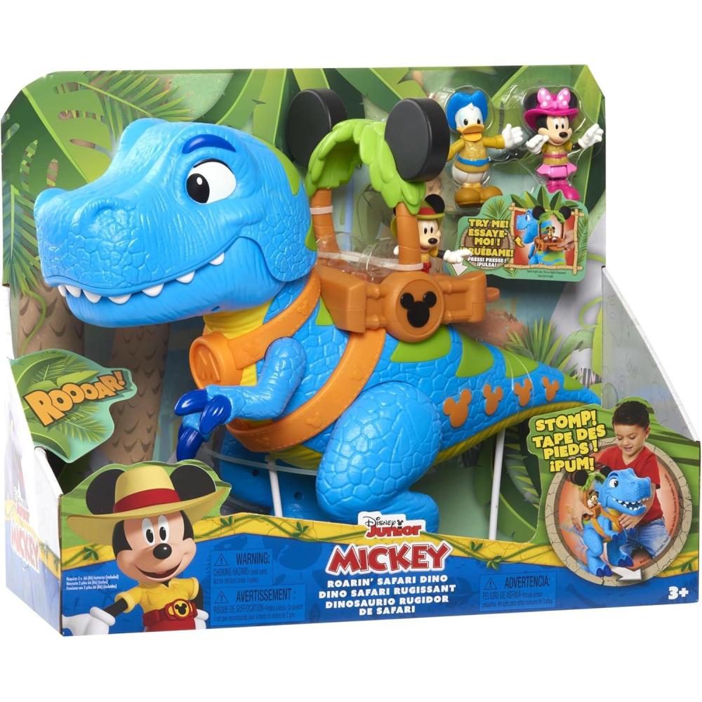 imageDisney Junior Mickey Mouse Funhouse Roarin Safari Dino 4piece Figures and Playset Dinosaur Kids Toys for Ages 3 Up by Just Play