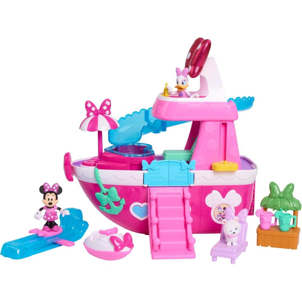 imageDisney Junior Minnie Mouse Bowdazzling Yacht Lights and Sounds 16Piece Playset with Figures Pink Boat Bonus Pieces Kids Toys for Ages 3 Up by Just PlayMinnie Yacht Exclusive
