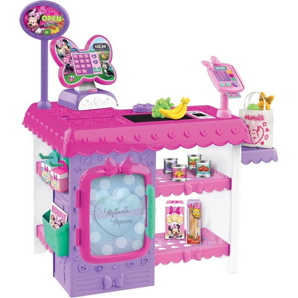 imageDisney Junior Minnie Mouse Marvelous Market Pretend Play Cash Register with Realistic Sounds 38 Play Food Pieces and Accessories Kids Toys for Ages 3 Up by Just Play