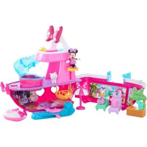 Disney Junior Minnie Mouse Bowdazzling Yacht, Lights and Sounds, 16-Piece Playset with Figures, Pink, Boat, Bonus Pieces, Kids Toys for Ages 3 Up by Just Play(Minnie Yacht)