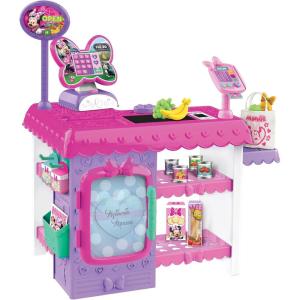 Disney Junior Minnie Mouse Marvelous Market, Pretend Play Cash Register with Realistic Sounds, 38 Play Food Pieces and Accessories, Kids Toys for Ages 3 Up by Just Play