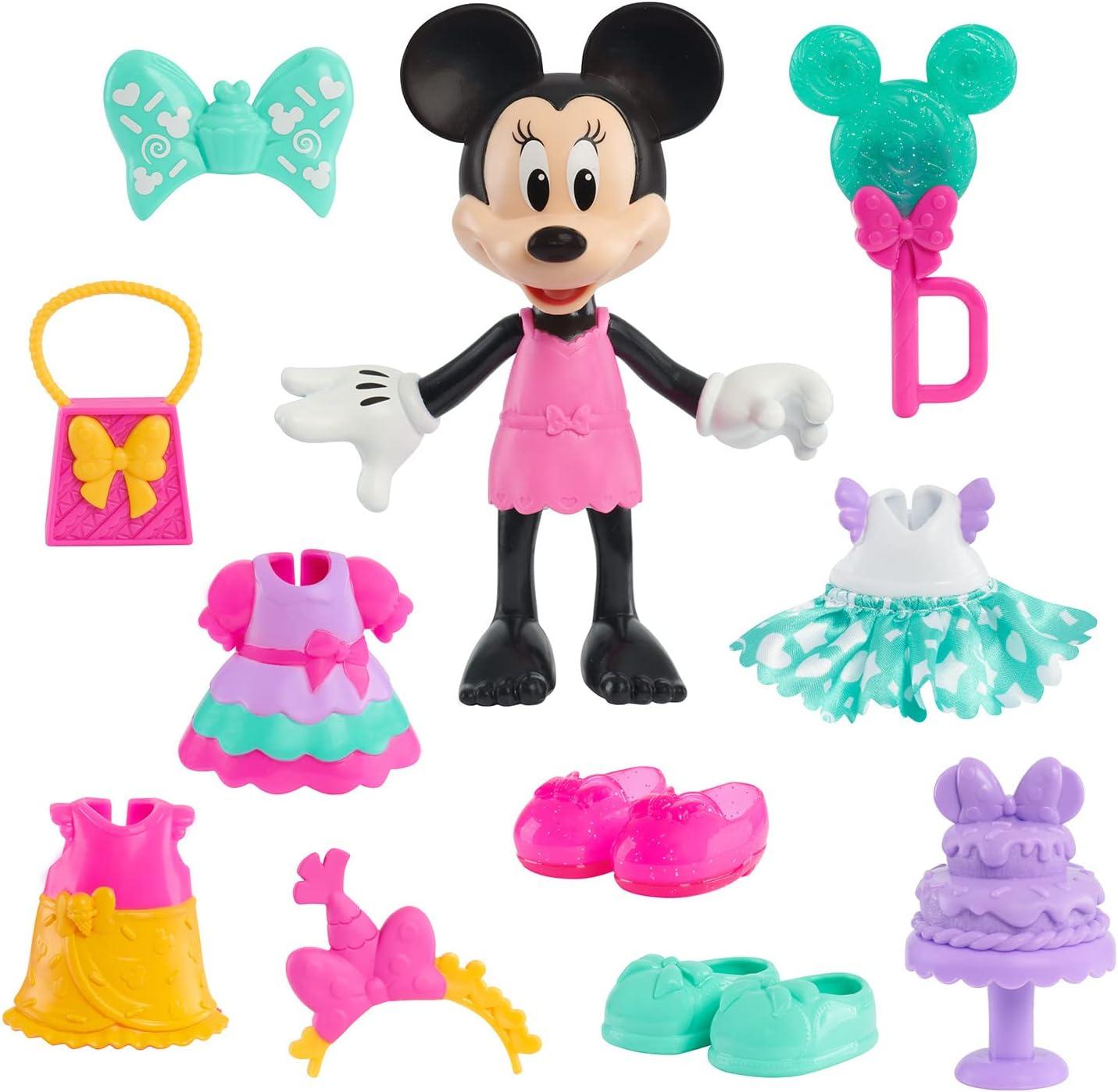 imageDisney Jr Minnie Mouse Fabulous Fashion 14Piece Sweet Party Doll and Accessories Kids Toys for Ages 3 Up by Just Play