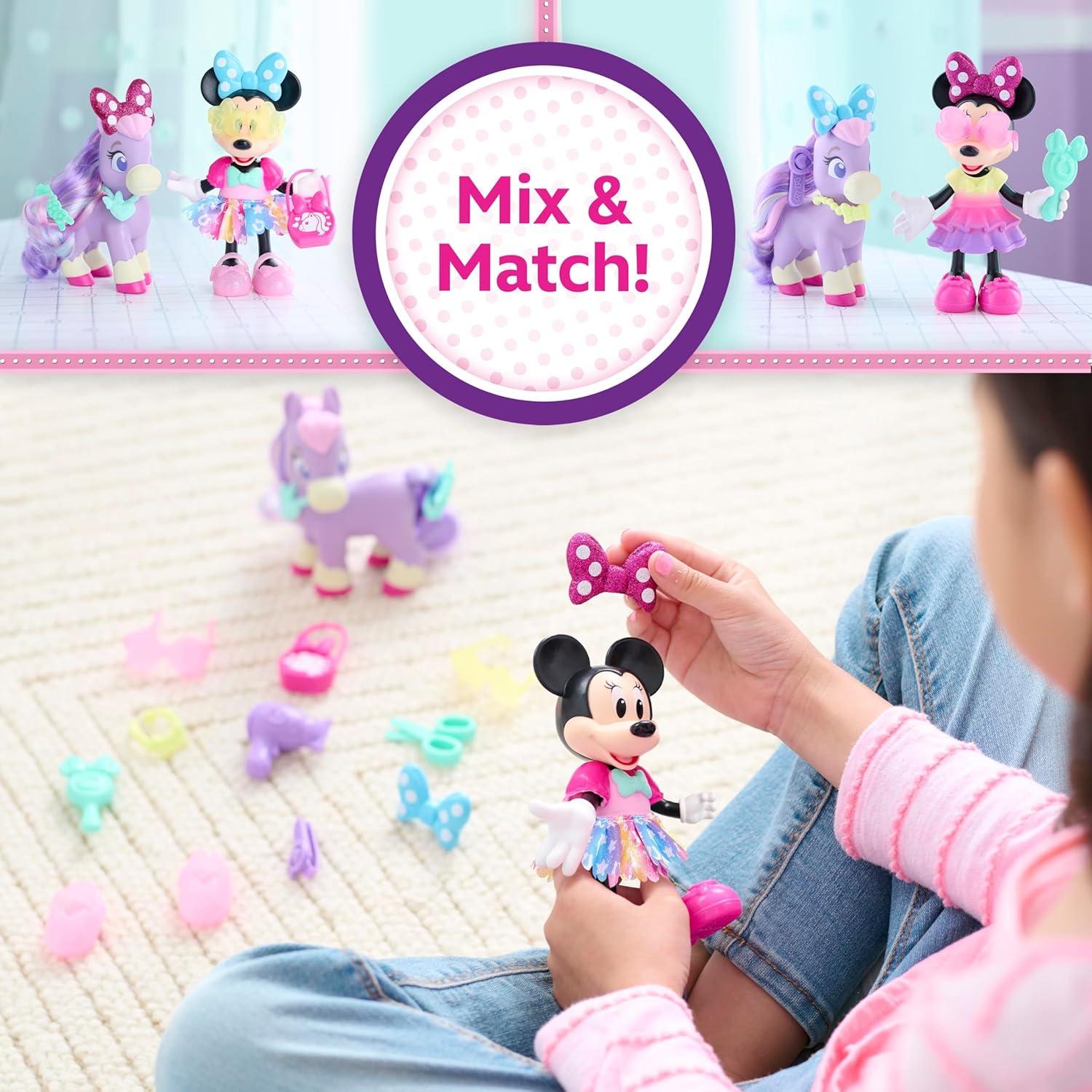 imageDisney Junior Minnie Mouse Groom ampamp Glam Pony Set Poseable 21piece Doll and Accessories Set Kids Toys for Ages 3 Up by Just Play
