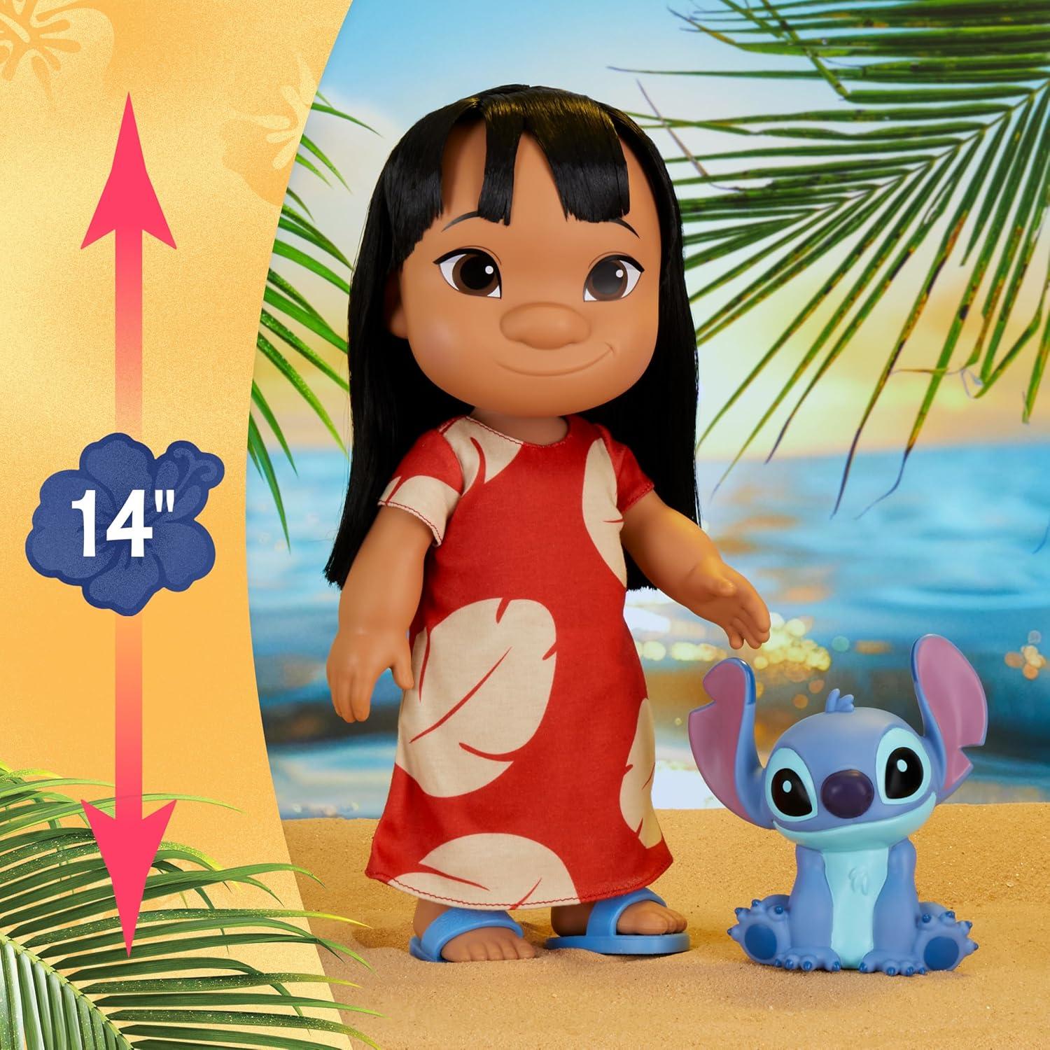 imageDisney Lilo ampamp Stitch 14inch Poseable Lilo Doll with 5inch Stitch Figure Collectible Toys Toy for Fans Girls Kids Ages 3 and Up by Just Play
