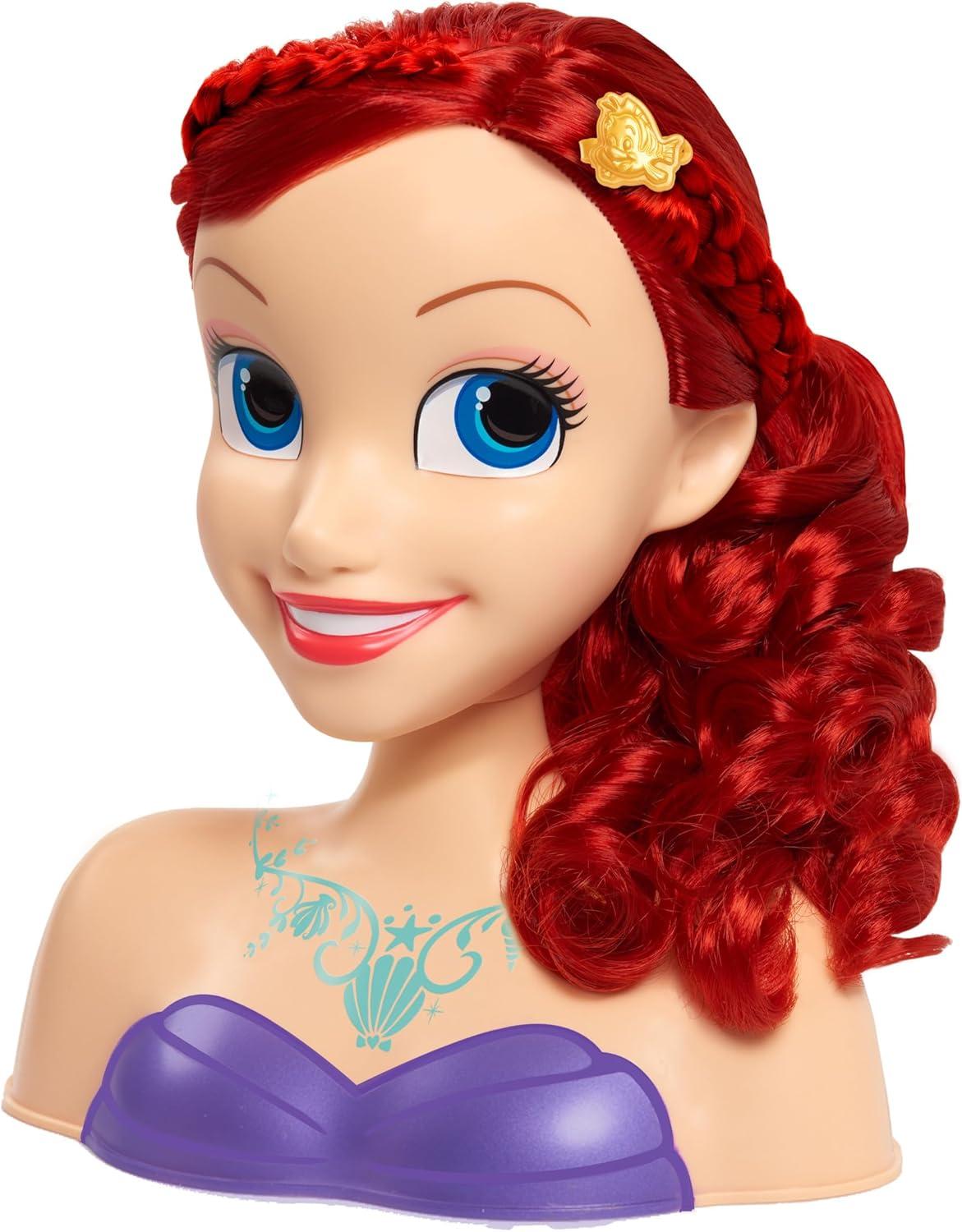 imageDisney Princess Ariel Styling Head Red Hair 10 Piece Pretend Play Set The Little Mermaid Officially Licensed Kids Toys for Ages 3 Up by Just Play
