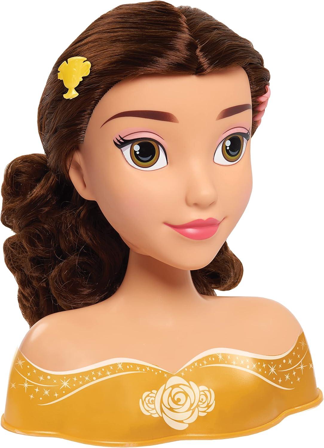 imageDisney Princess Belle Styling Head Brown Hair 10 Piece Pretend Play Set Beauty and the Beast Officially Licensed Kids Toys for Ages 3 Up by Just Play