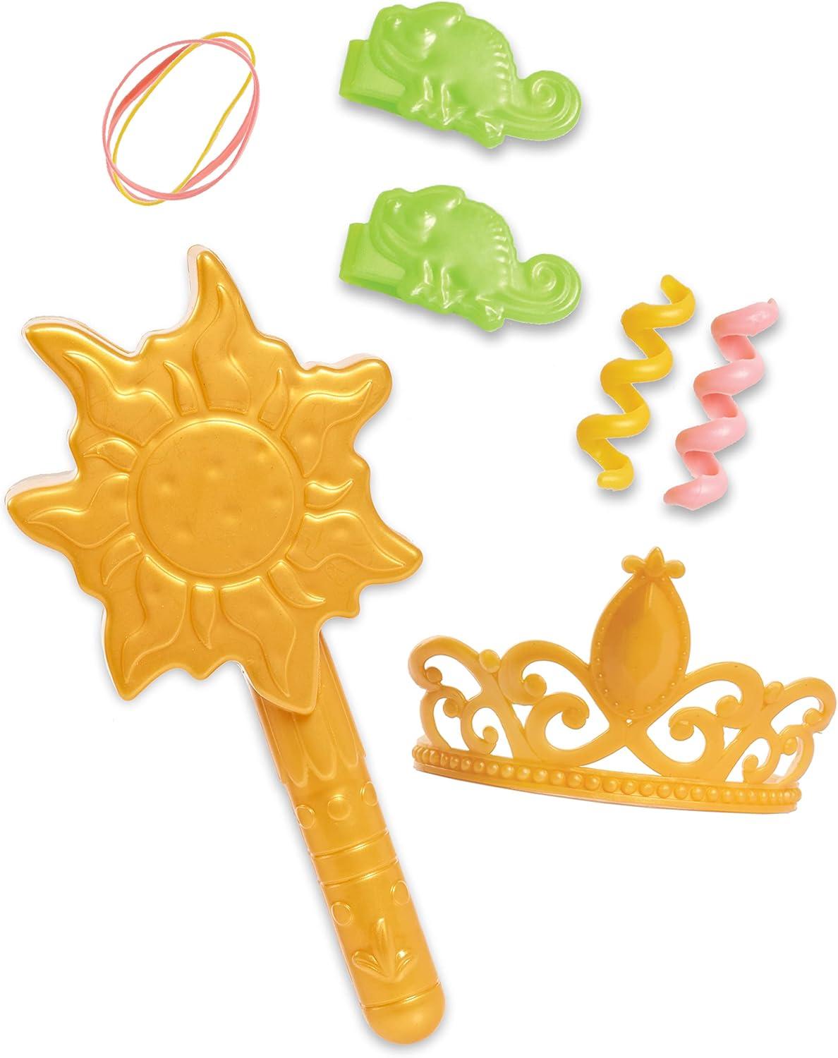 imageDisney Princess Rapunzel Styling Head Blonde Hair 10 Piece Pretend Play Set Tangled Kids Toys for Ages 3 Up by Just Play