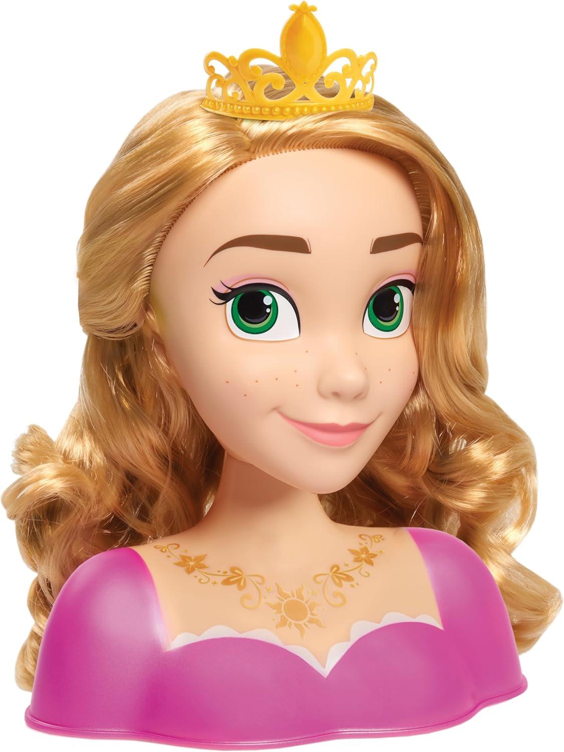 imageDisney Princess Rapunzel Styling Head Blonde Hair 10 Piece Pretend Play Set Tangled Kids Toys for Ages 3 Up by Just Play