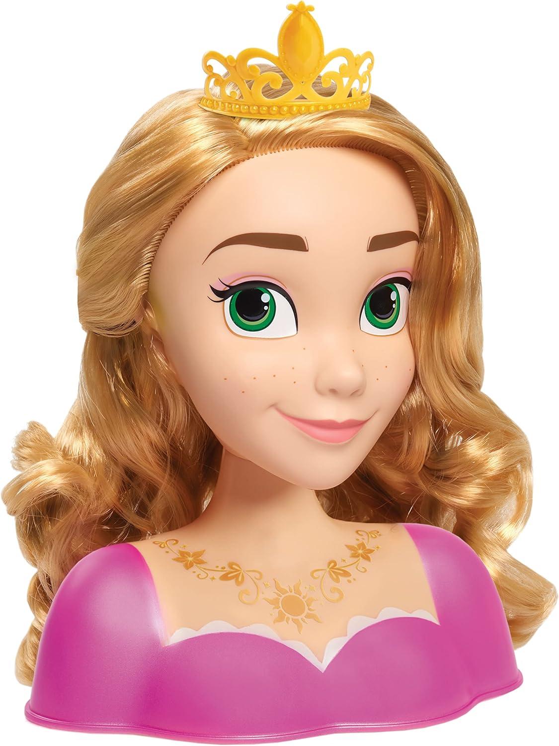 imageDisney Princess Rapunzel Styling Head Blonde Hair 10 Piece Pretend Play Set Tangled Kids Toys for Ages 3 Up by Just Play