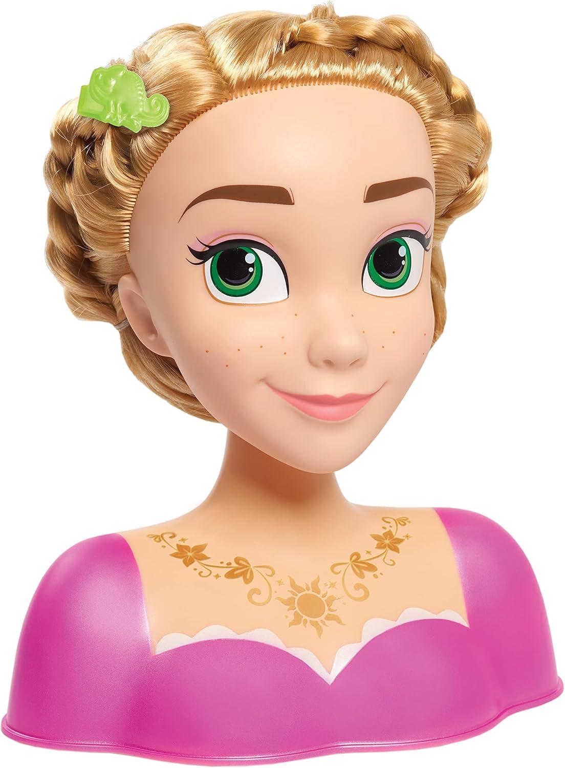imageDisney Princess Rapunzel Styling Head Blonde Hair 10 Piece Pretend Play Set Tangled Kids Toys for Ages 3 Up by Just Play