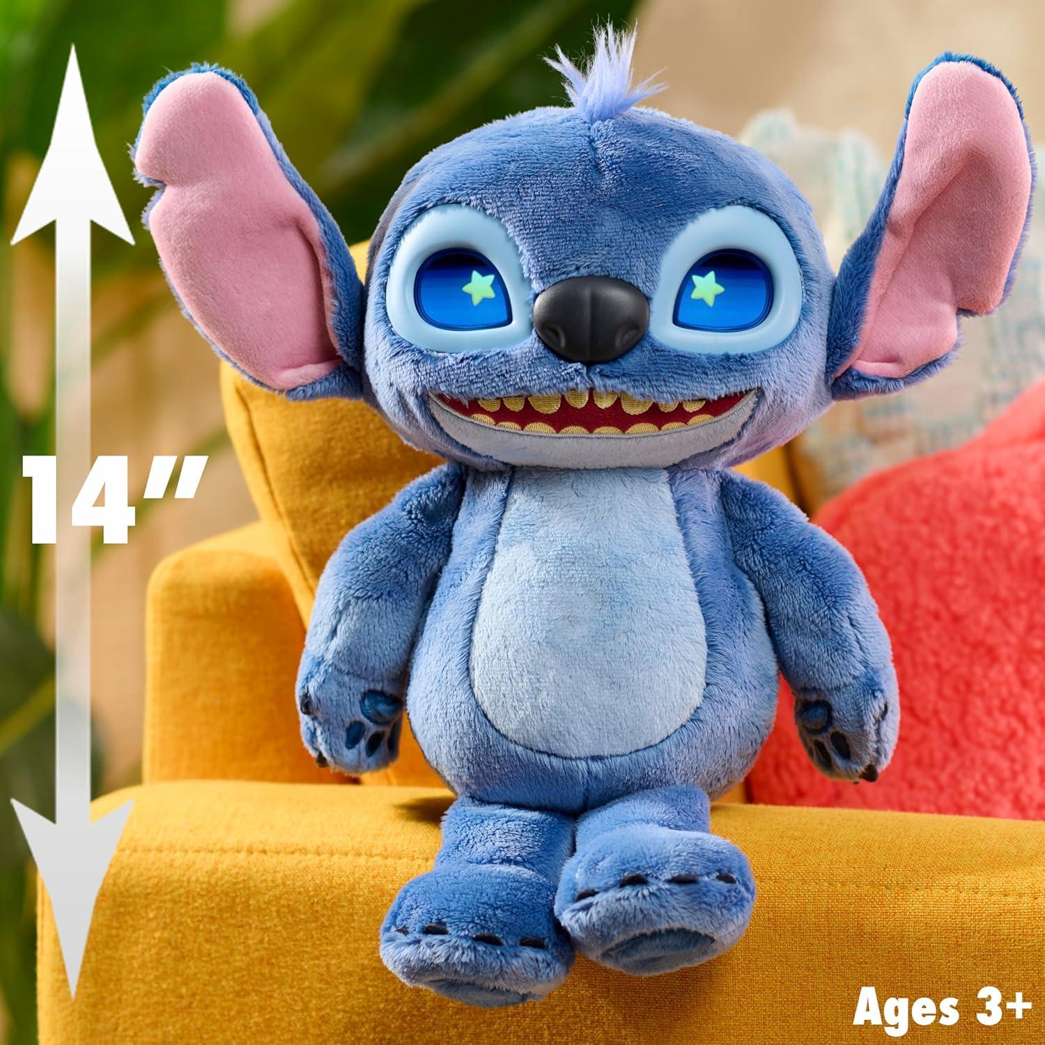 imageDisney Stitch Just Play Many Moods 14inch Interactive Plush 50 Sounds ampamp Effects LCD Eyes Inspired by Disneys New LiveAction Lilo ampamp Stitch Movie Toy for Fans Girls Boys Kids 3