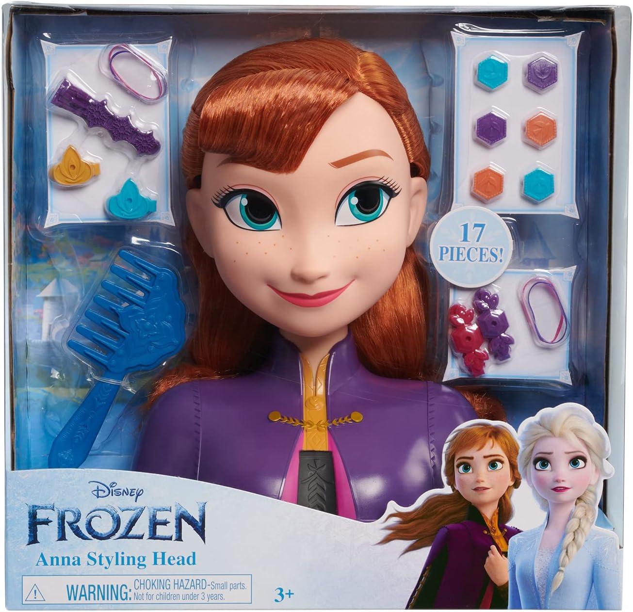 imageDisneys Frozen 2 Anna 75inch Styling Head 17Pieces Dress Up and Pretend Play Kids Toys for Ages 3 Up by Just PlayAnna