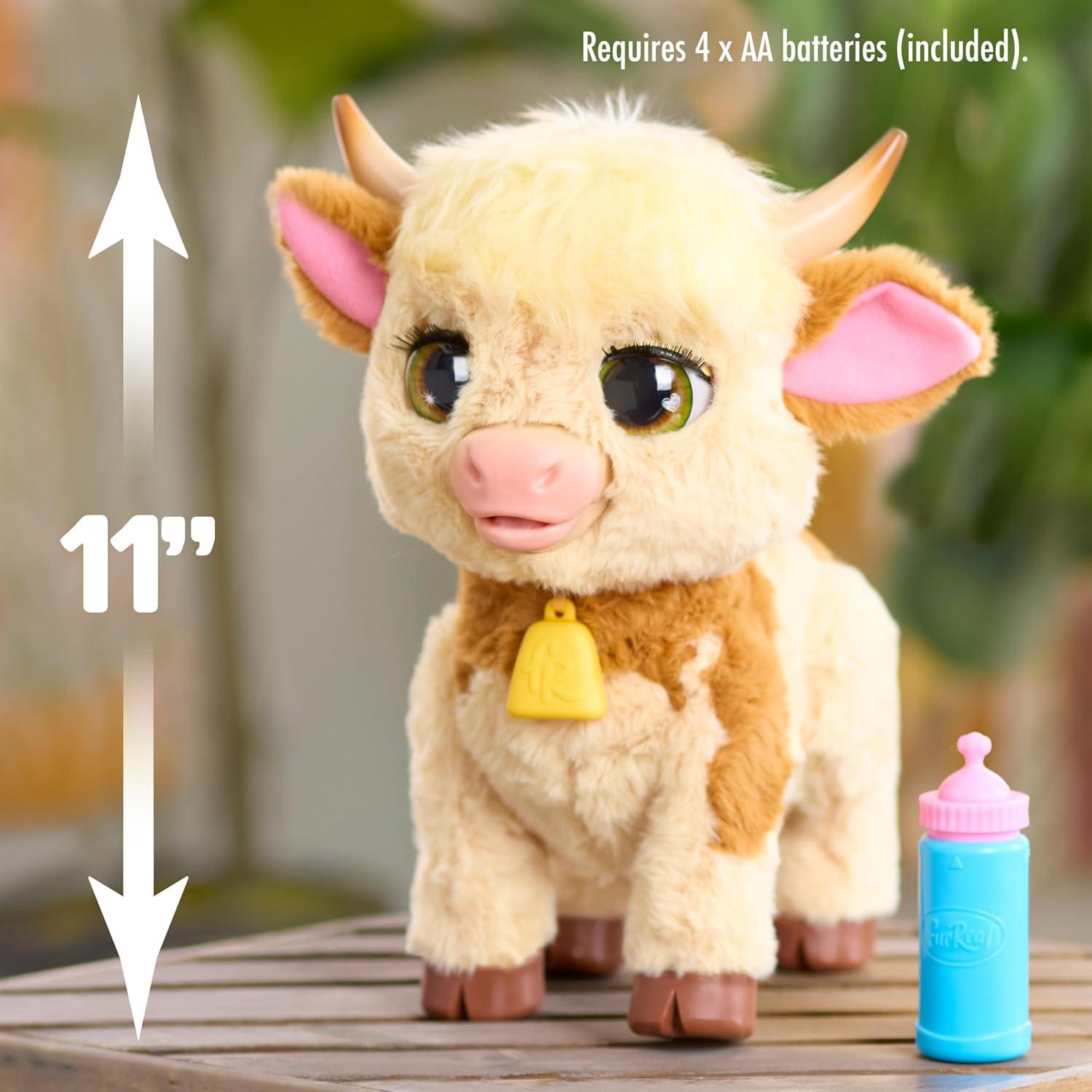 imageFurReal Maggie The Feed ampamp Follow Cow 11 Inch Interactive Highland Mini Cow for Boys and Girls Ages 4 and up