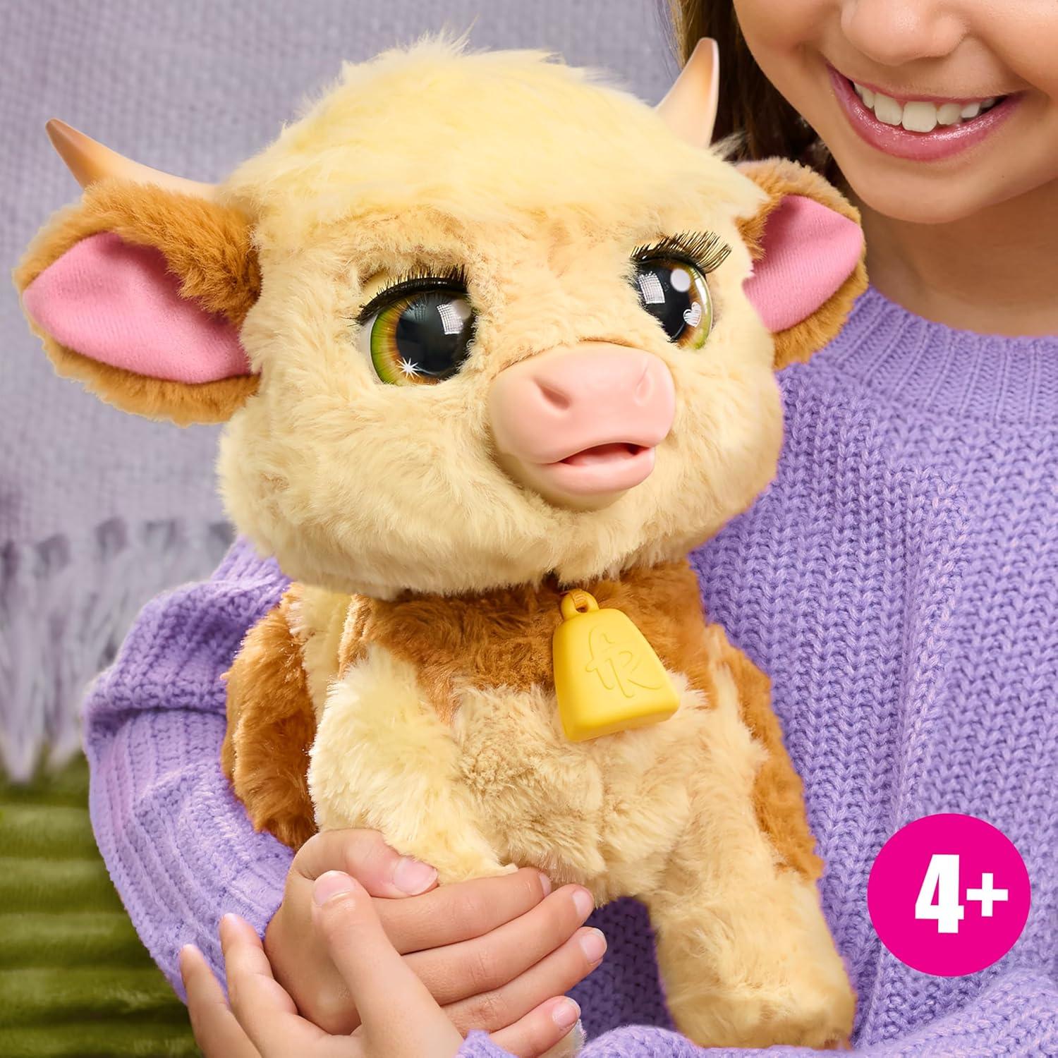 imageFurReal Maggie The Feed ampamp Follow Cow 11 Inch Interactive Highland Mini Cow for Boys and Girls Ages 4 and up