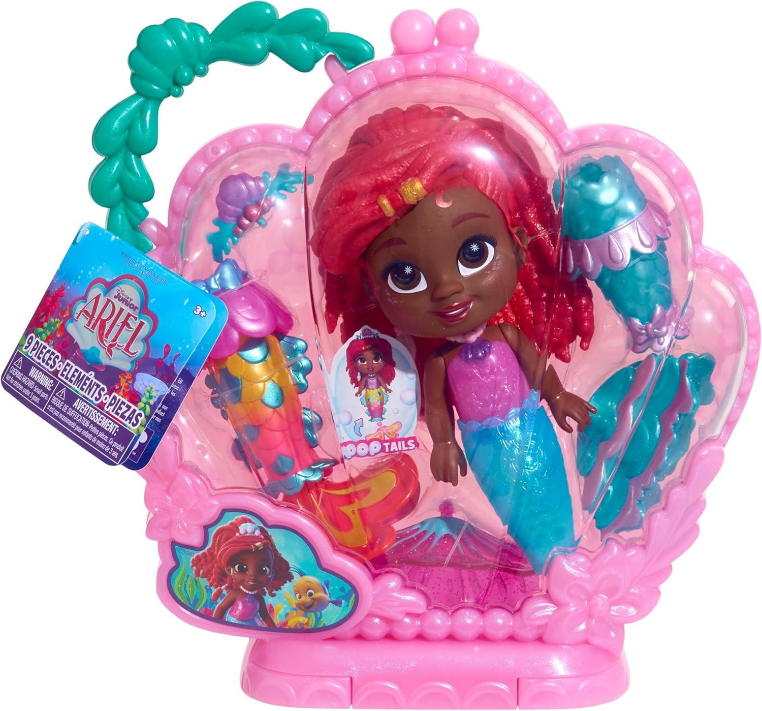 imageJust Play Disney Junior Pop Tails Ariel 7inch Doll and Accessories 9Pieces Kids Toys for Ages 3 Up