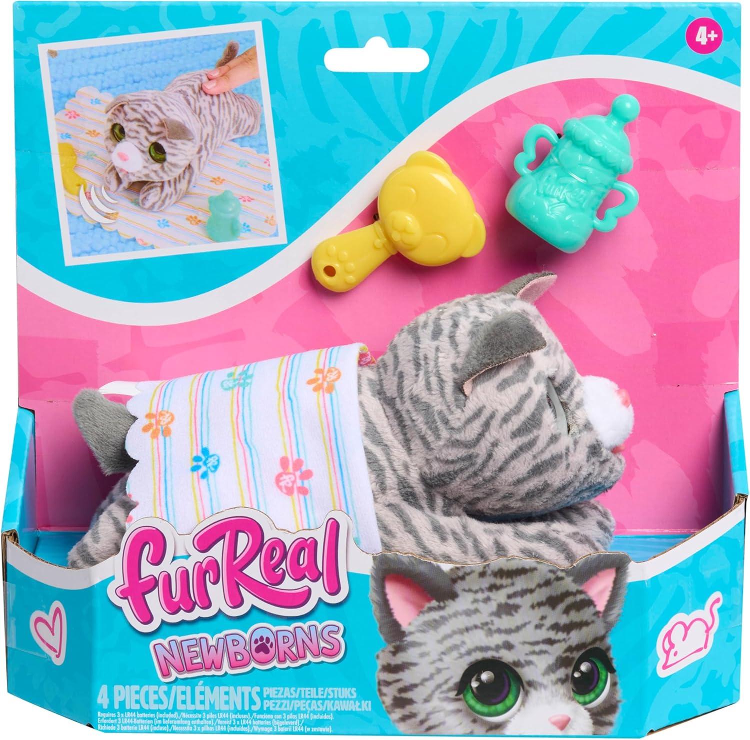 imagefurReal Newborns Kitty Interactive Pet Small Plush Stuffed Animal Cat with Sounds and Movement Faux Fur Kids Toys for Ages 4 Up by Just Play