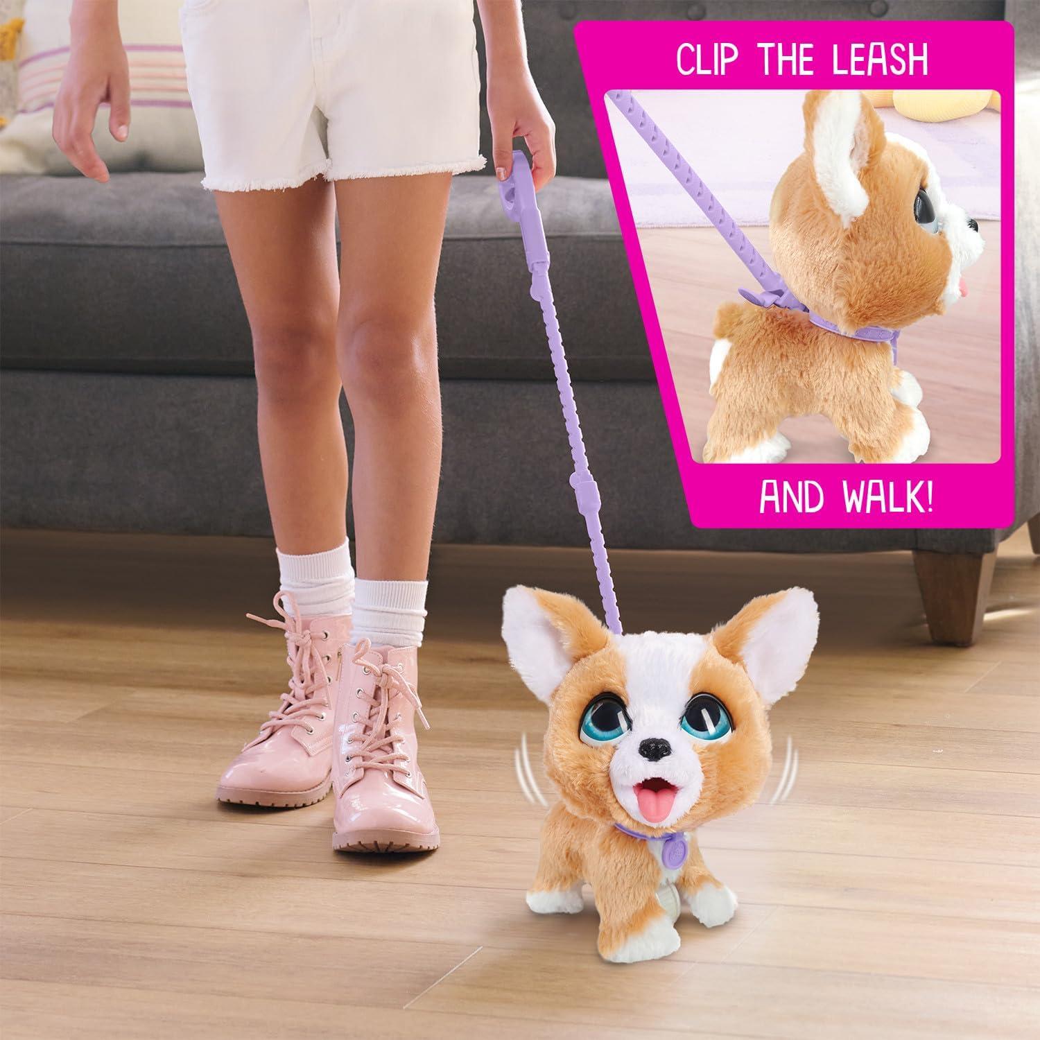imagefurReal PoopALots Corgi Interactive 8inch Walking Plush Stuffed Animal Pooping Puppy with Leash 14pieces Kids Toys for Ages 4 Up by Just Play