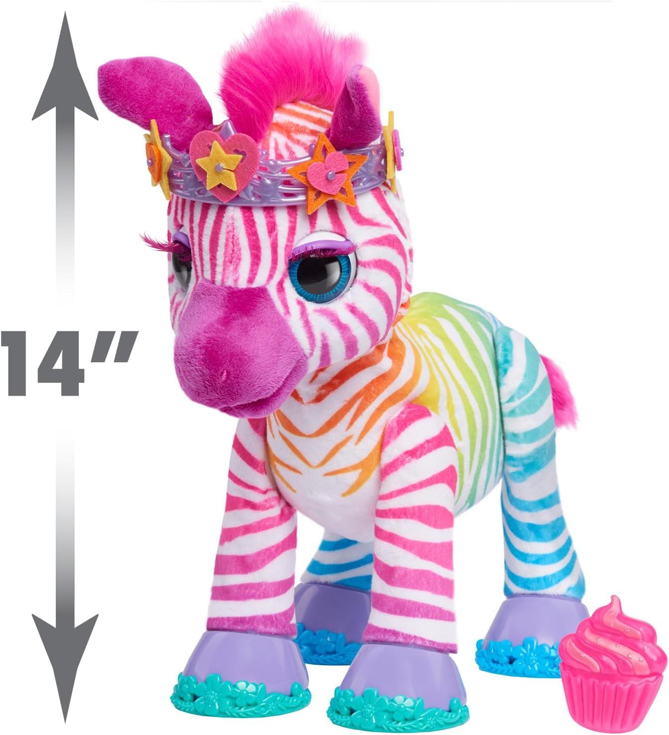 imagefurReal Zenya My Rainbow Zebra Interactive Plush with Accessories 22pieces Pretend Play Kids Toys for Ages 4 Up by Just Play