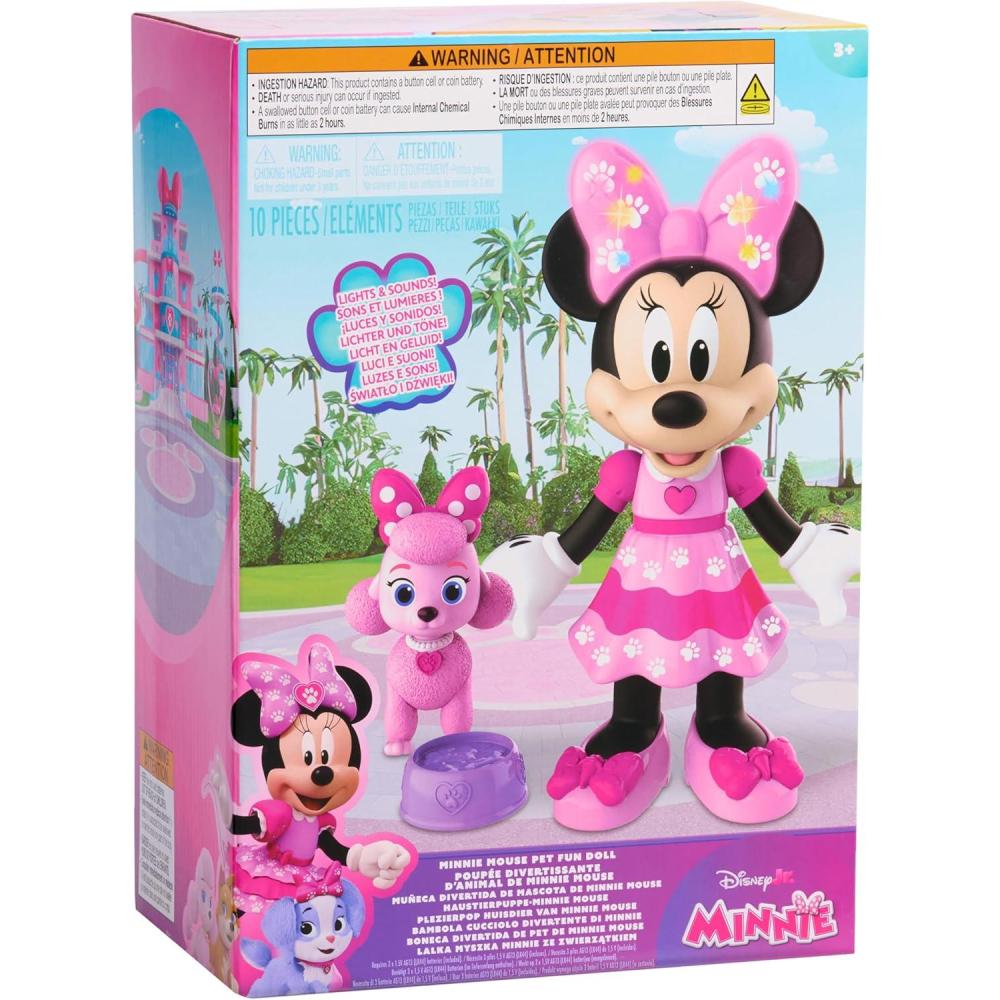 imageDisney Jr Minnie Mouse Pet Fun Doll 10 inch Poseable Minnie Doll Ages 3 and Up