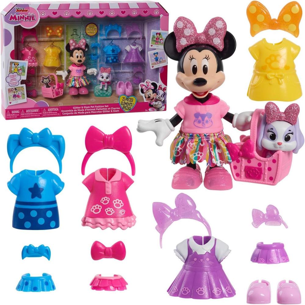 imageDisney Junior Minnie Mouse Glitter and Glam Pet Fashion Set 23piece Doll and Accessories Kids Toys for Ages 3 Up by Just Play
