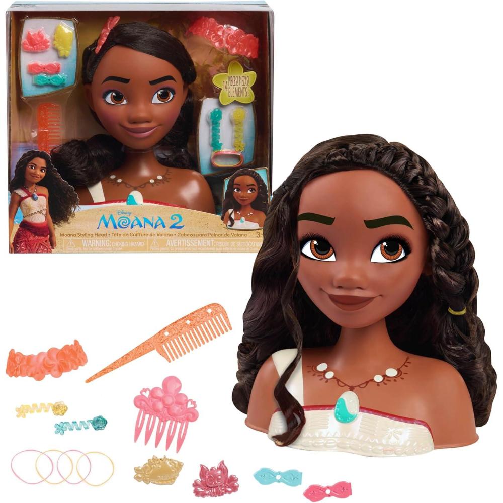 imageDisney Princess Moana 2 Styling Head 14Pieces Pretend Play Kids Toys for Ages 3 Up by Just Play