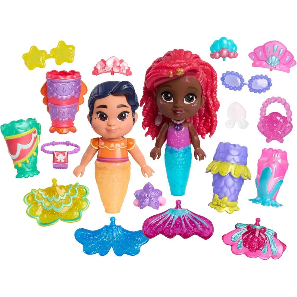 imageJust Play Disney Junior Ariel Pop Tails Deluxe 75inch Doll and Accessories Set 19Pieces Kids Toys for Ages 3 Up