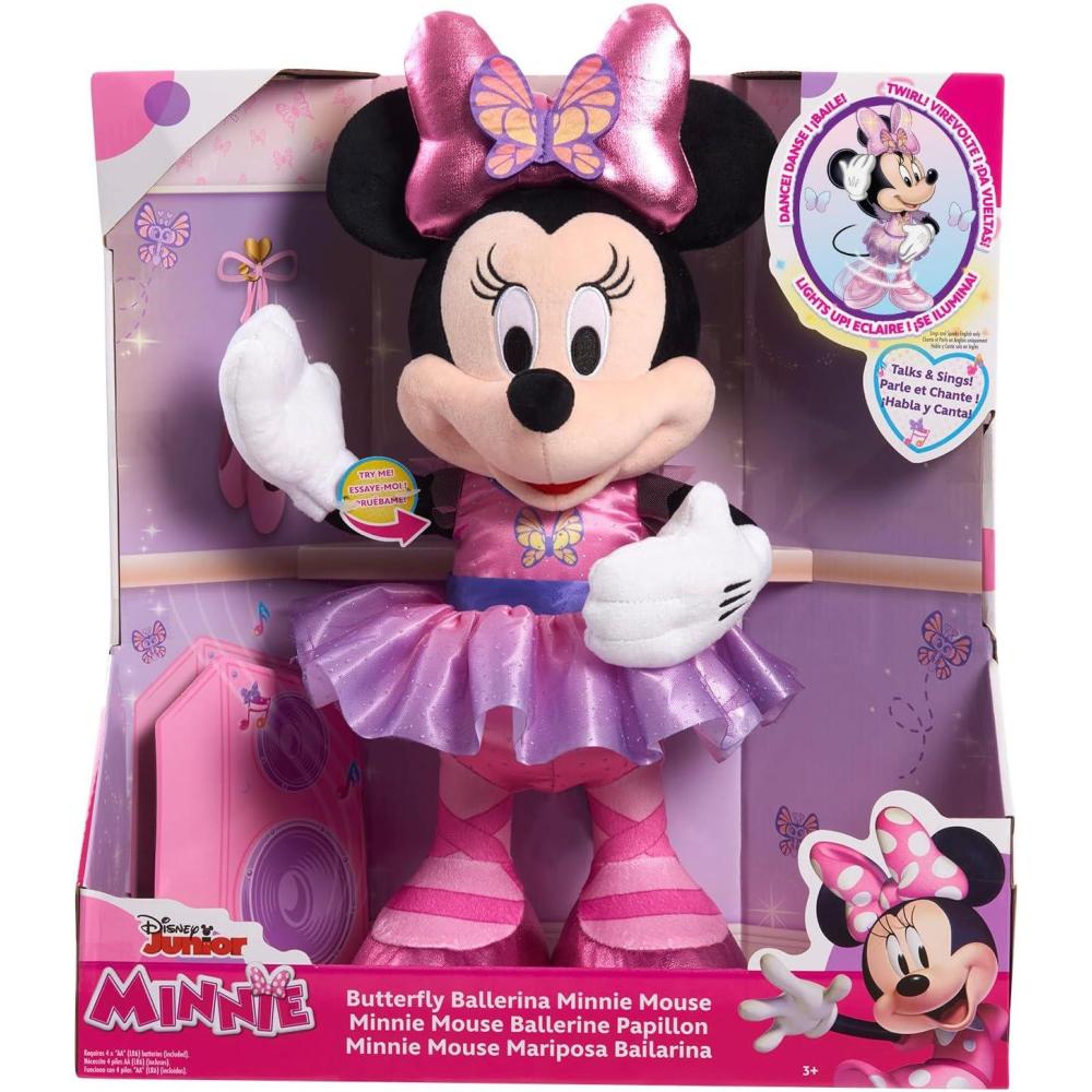 imageJust Play Minnie Disney Junior Mouse Sing and Dance Butterfly Ballerina Lights and Sounds Plush Sings Just Like a Butterfly Kids Toys for Ages 3 Up