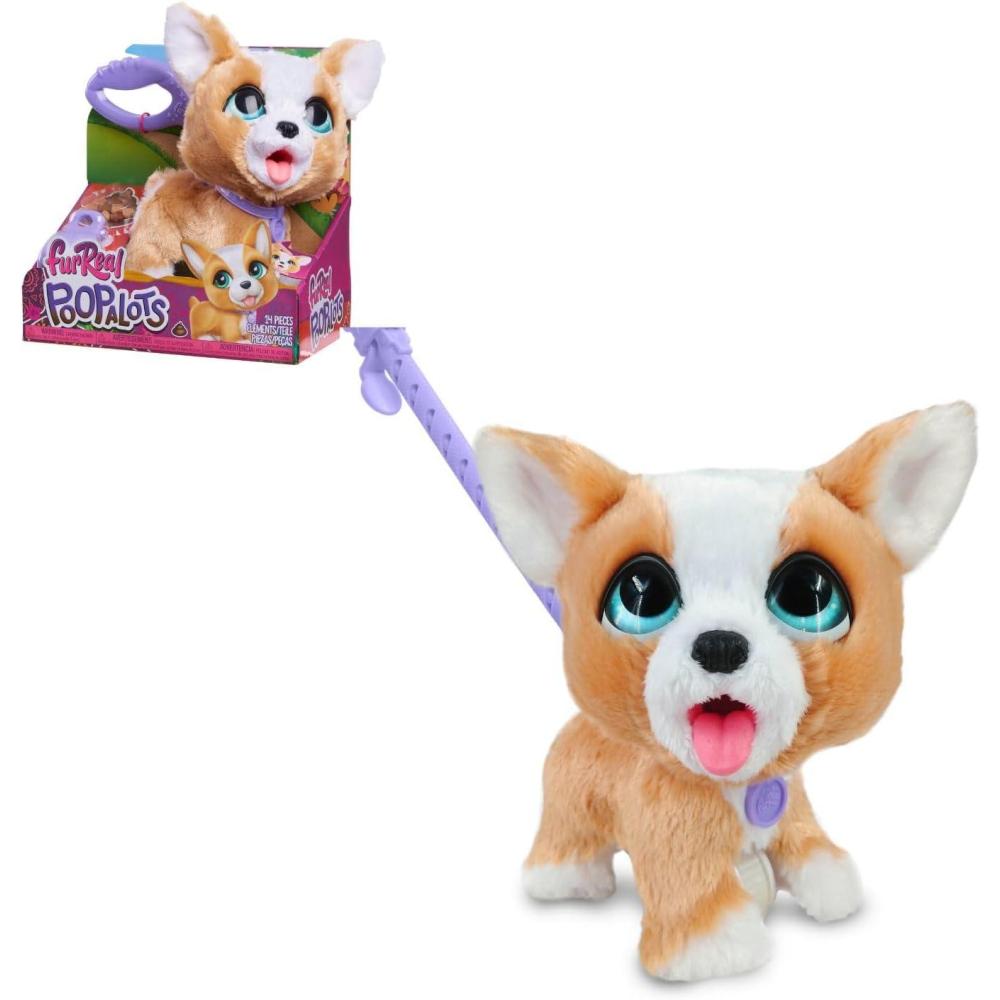 imagefurReal PoopALots Corgi Interactive 8inch Walking Plush Stuffed Animal Pooping Puppy with Leash 14pieces Kids Toys for Ages 4 Up by Just Play