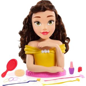 Disney Princess Deluxe 14-inch Belle Styling Head with 12 Hair Styling Accessories, 13-pieces, Kids Toys for Ages 3 Up by Just Play