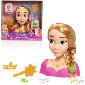 Disney Princess Rapunzel Styling Head, Blonde Hair, 10 Piece Pretend Play Set, Tangled, Kids Toys for Ages 3 Up by Just Play