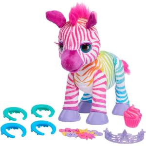 furReal Zenya My Rainbow Zebra Interactive Plush with Accessories, 22-pieces, Pretend Play, Kids Toys for Ages 4 Up by Just Play