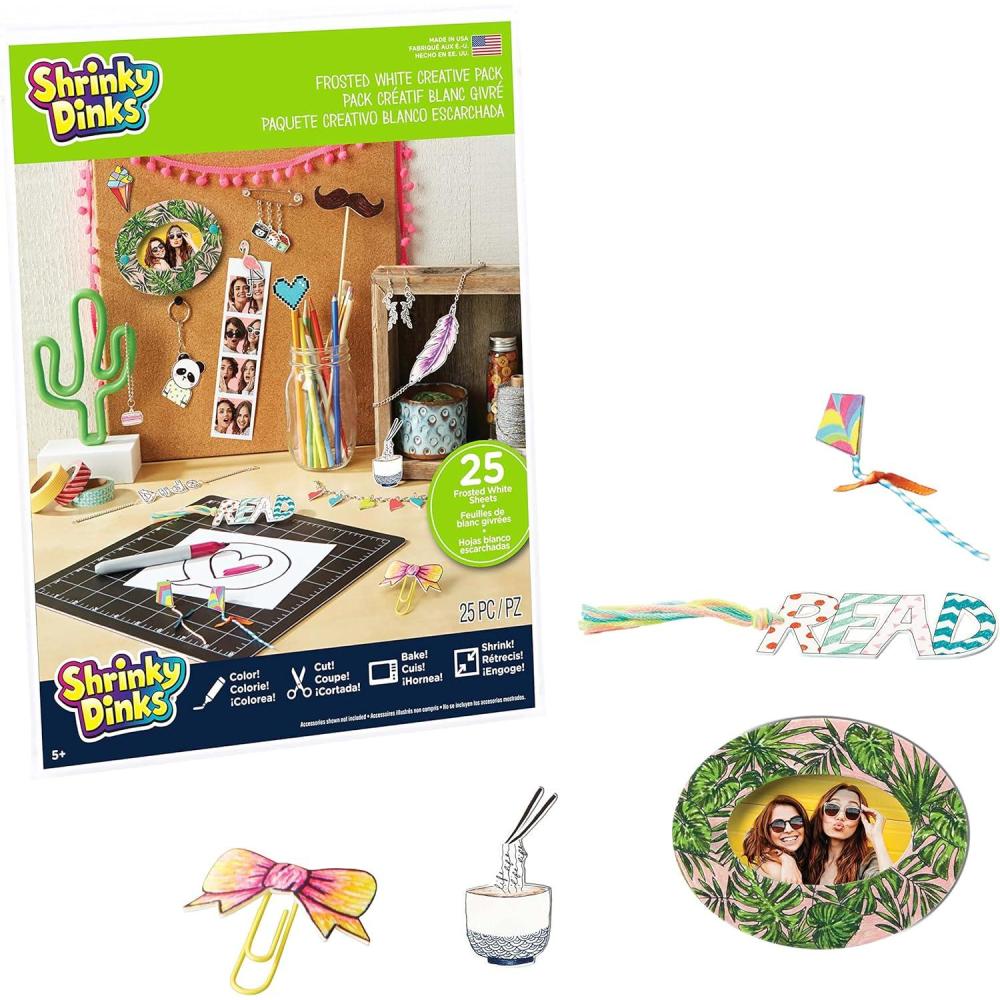 imageJust Play Shrinky Dinks Creative Pack 25 Sheets Frosted White Kids Art and Craft Activity Set Kids Toys for Ages 6 Up Large
