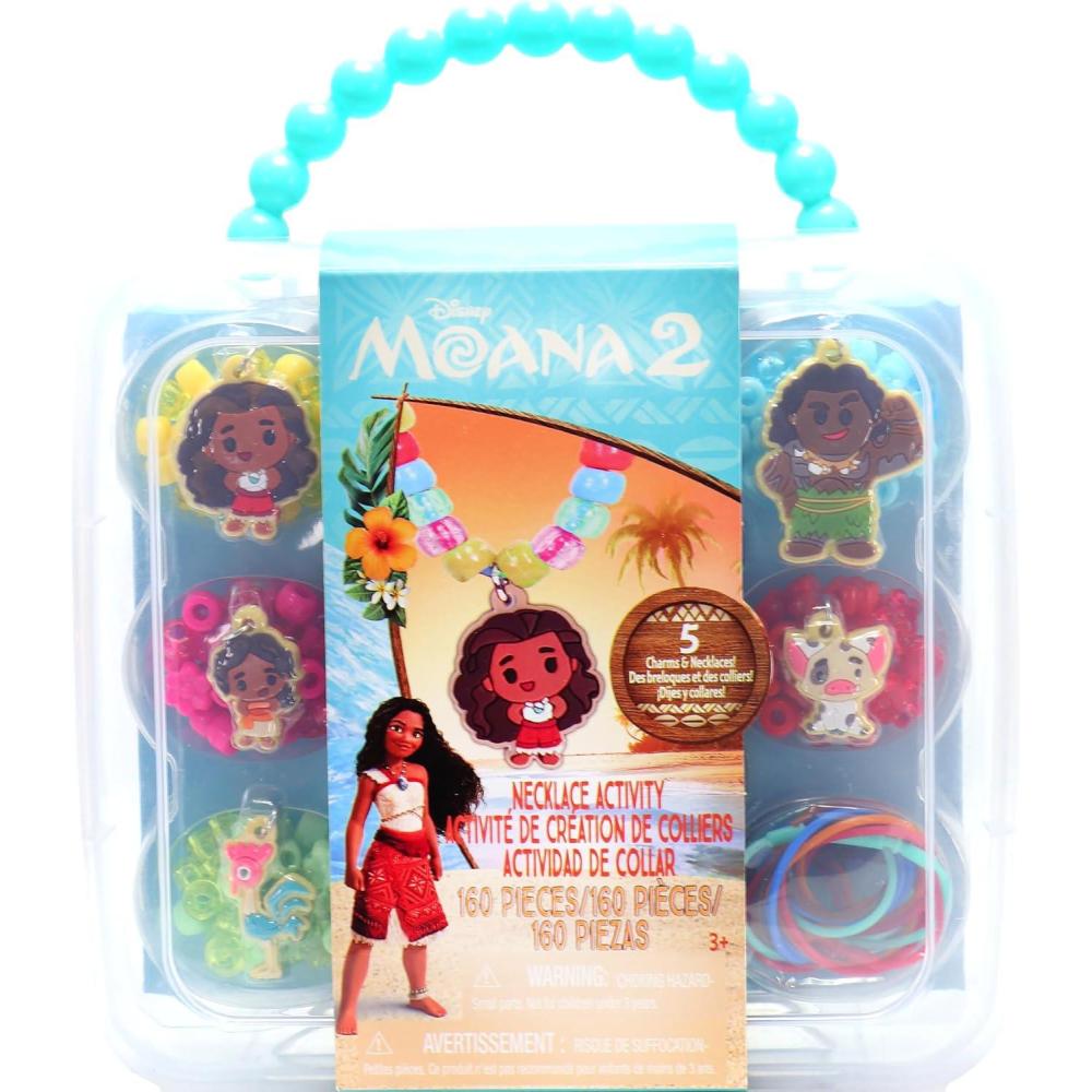 imageTara Toys Disney Moana Necklace Activity Set Kids DIY Jewelry Kit with 150 Beads 5 Character Charms ampamp Carry Case Creative Craft Gift for Ages 3