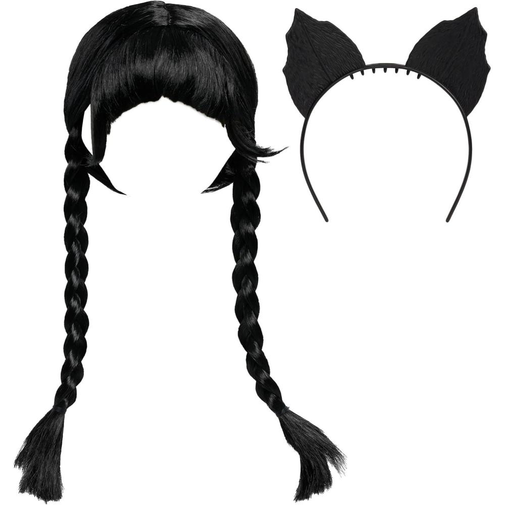 imageWednesday Wig and Headband 2Pieces Dress Up and Pretend Play Kids Toys for Ages 3 Up by Just Play