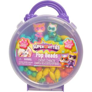 Disney Junior SuperKitties Pop Beads Jewelry Kit – 100 Pop Beads & 2 Character Charms, Easy Snap-On Necklace & Bracelet Craft Set for Kids Ages 3+