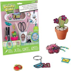 Shrinky Dinks Creative Pack, 25 Sheets Crystal Clear, Kids Art and Craft Activity Set, Holiday Stocking Stuffers, Gifts, Presents, Kids Toys for Ages 6 Up